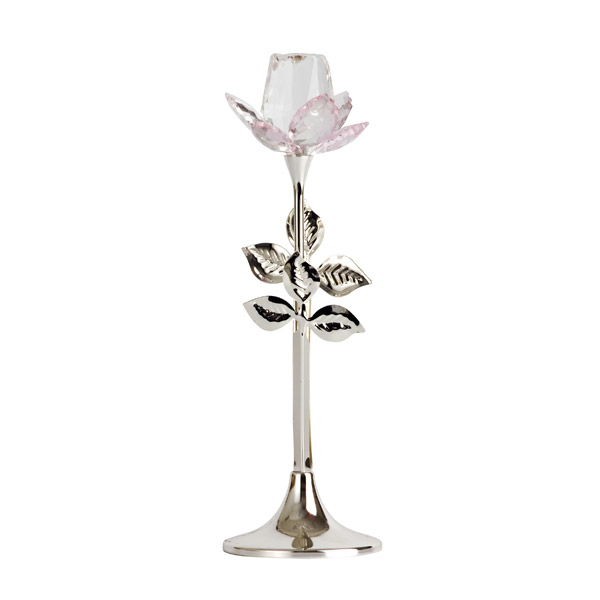 Godinger 49568 Faceted Pink Rose On Stem