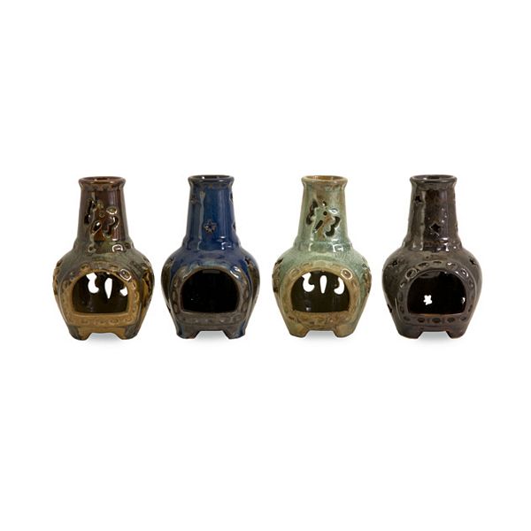 Imax 111884 Mini Chiminea Candle Holders  Set of 4