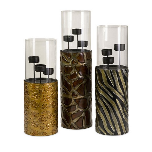 Imax 128973 Exotic Votive Candle Holders with Glass Sleeve  Set of 3