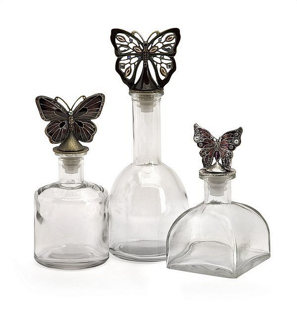 Home Decor Improvements 27499-3 Butterfly Bottles - Set of 3