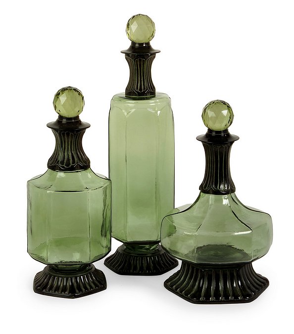 Imax 710003 Emerald Decanters Set of 3