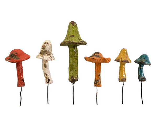 Imax 400976 Mercade Small Mushroom Garden Stakes  Set of 6