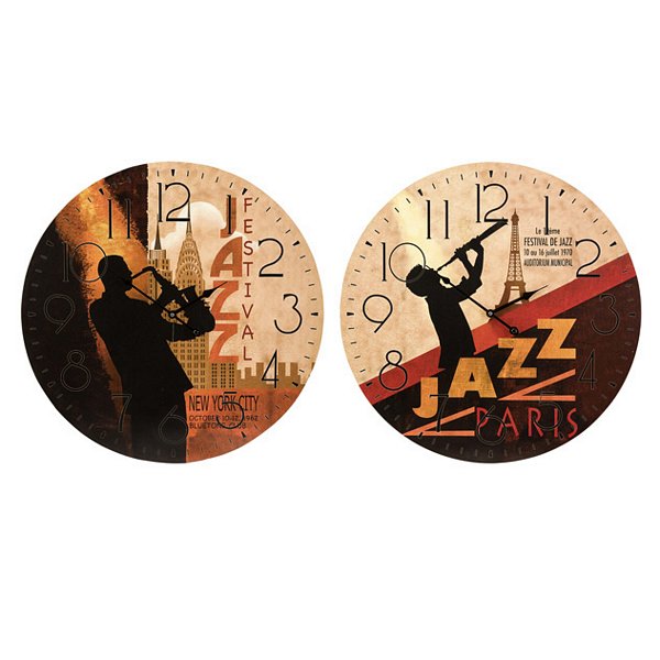 Imax 370002 Jazz Musicians Wall Clocks  Set of 2