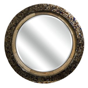 Imax 61327 Round Arona Mosaic Mirror with Metallic Glass Tiles