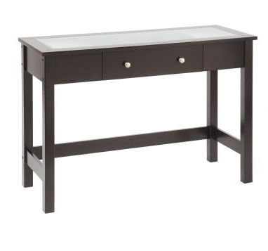 Lion F68304 Sofa  Console Table With Glass Insert Top And Drawer  Espresso
