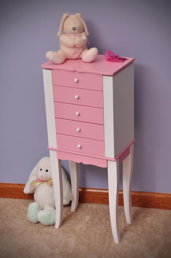 00894f10 Louisa - Girls Painted Jewelry Armoire In Pink And White