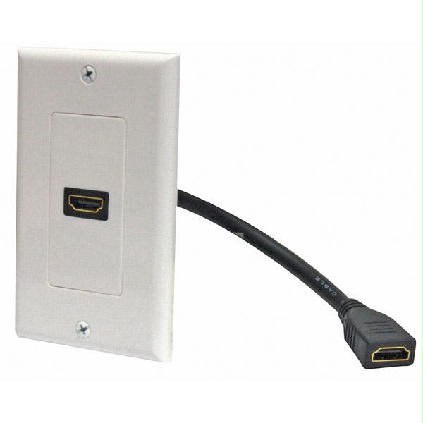 526-101wh 8.5" White Hdmi Pigtail Wall Plate