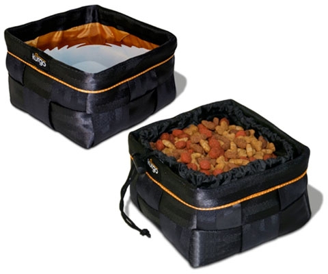 Kurgo KUR0040 Wander Water Bowl  Black with Orange Accents