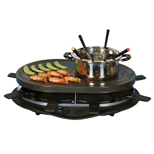 Tcrf08bn Party Grill Raclette With Fondue Pot