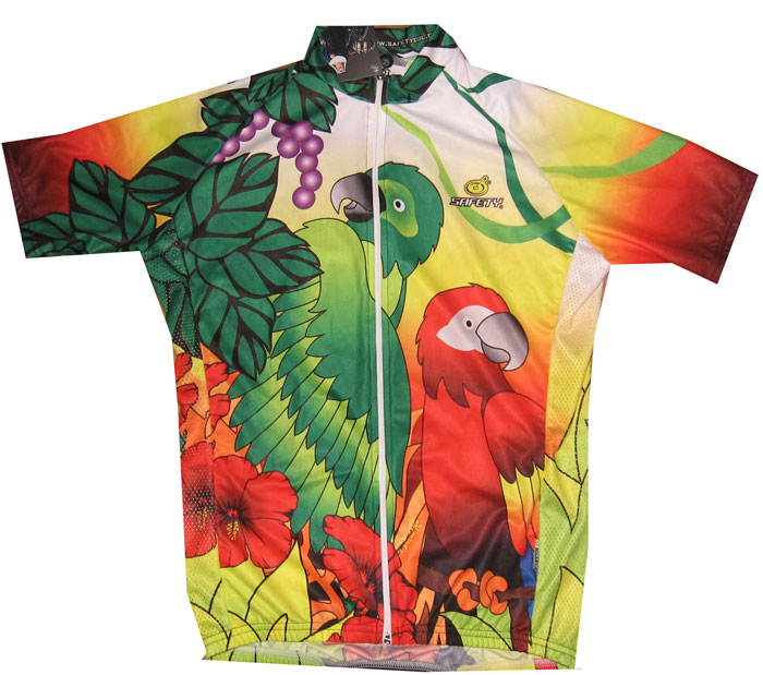 Bikingthings tropicaljerseXXL Tropical Bike Jersey Parrots Cycling Shirt Size XXL