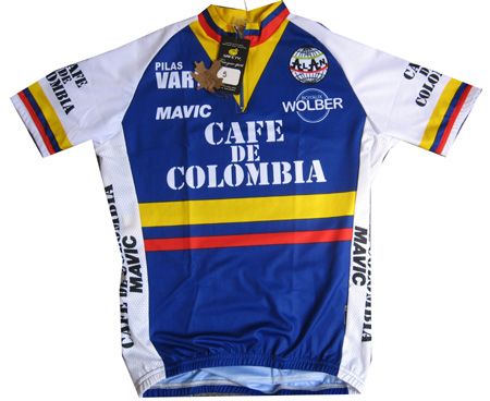 Safety cafedecoljerXL Caf de Colombia Bike Blue Jersey Size XL
