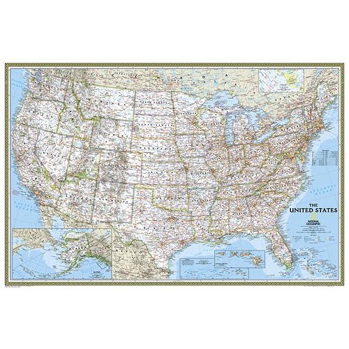 Maps Re01020385 United States Classic Poster Size Laminated