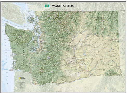 Maps Re01020416 Washington State Wall Map Laminated