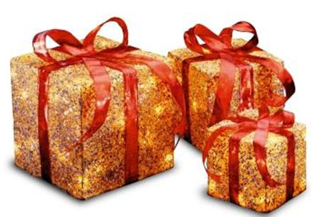 National Tree MZGBASST1L1 Assorted Gold Sisal Gift Boxes