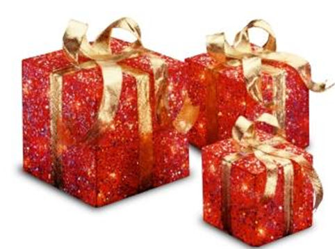 National Tree MZGBASST2L1 Assorted Red Sisal Gift Boxes