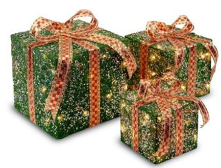 National Tree MZGBASST3L1 Assorted Green Sisal Gift Boxes