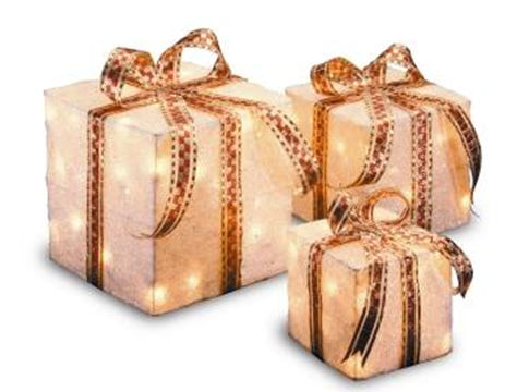 National Tree MZGBASST4L1 Assorted White Sisal Gift Boxes
