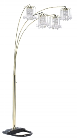 6966g Polished Brass - Finish Floor Lamp With Crystal - Like Shad