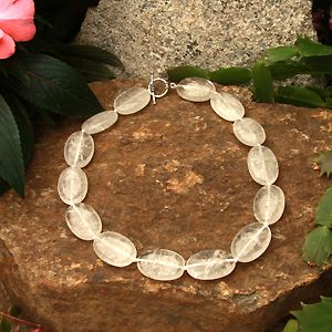 Bnkcqz124302018t1 18 In. 30 X 20mm Thick Flat Oval Crystal Quartz Necklace