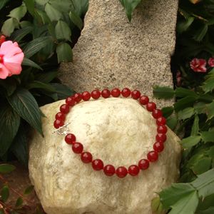 Bnkdrj201140016t3 16 In. 14mm Round Dyed Red Jade Necklace