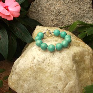 Bbrstq101160007t1 7 In. 16mm Round Stabilized Turquoise Bracelet