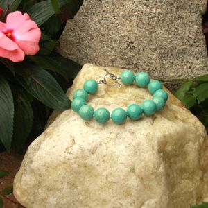 Bbrstq101160008t1 8 In. 16mm Round Stabilized Turquoise Bracelet