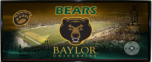 R and R Imports- Inc. MPFP-C-BAY Baylor Bears 9.5" x 21.5" Mini Photoramic Logo Wall Hanging- Horizontal
