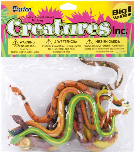 1029-05 2" Colorful Plastic Coiled Snake Figurines