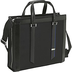 Aaron Design Group AANSBBK Nylon Square Zipper Laptop Brief Black