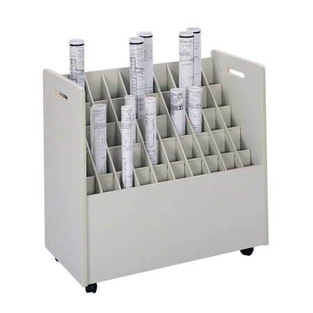 Safco 3083 Putty Mobile Roll File- 50 Compartment