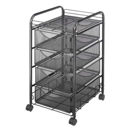 Safco 5214BL Black Onyx Mesh File Cart with 4 Drawers