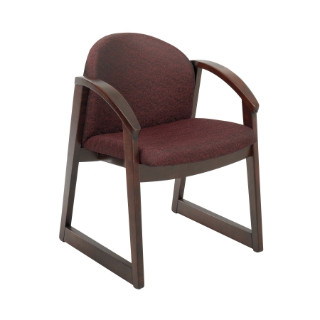 Safco 7910BG1 Burgundy fabric Mahogany finish frame Urbane Mahogany Side Chair with Arms
