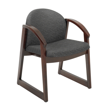 Safco 7910BL1 Black fabric Mahogany finish frame Urbane Mahogany Side Chair with Arms