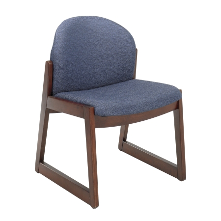 Safco 7940BU1 Blue fabric Mahogany finish frame Urbane Mahogany Side Chair with no Arms
