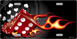 LP-2275 Fire Dice Flame Flat Automotive License Plates