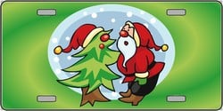 Xmas-08 Santa With Christmas Tree In Snow Globe Full Color License Plates