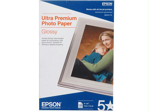 Epson S042174 Ultra Prem Photo Paper Glossy 4X6 100Sh