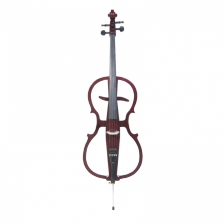 Cecilio CECO1DW Electric Silent Mahogany Metallic Cello Outfit Solidwood Ebony Fitted  Style 1