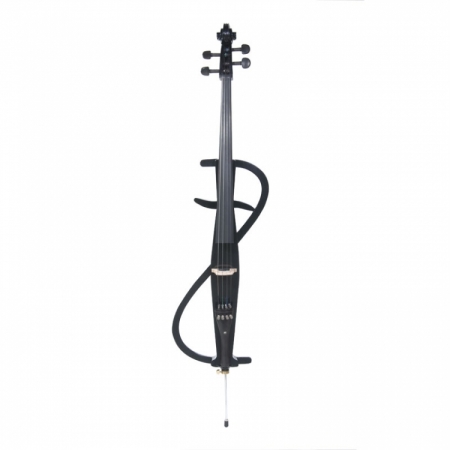 Cecilio CECO3BK Electric Silent Black Metallic Cello Outfit Solidwood Ebony Fitted  Style 3