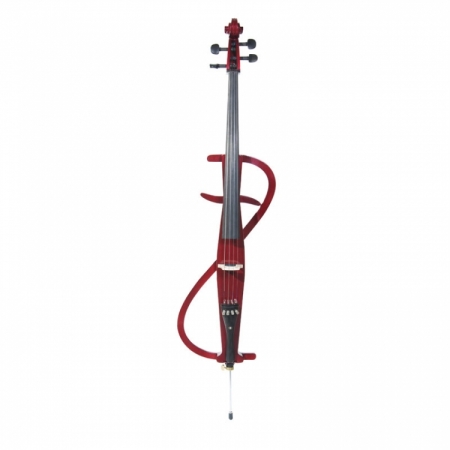 Cecilio CECO3LW Electric Silent Red Mahogany Metallic Cello Outfit Solidwood Ebony Fitted  Style 3