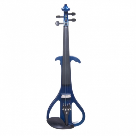 Cecilio CEVN4BL Blue Metallic Electric Silent Violin in Style 4