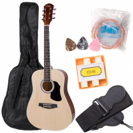 Cecilio DGP38NW Classic Dreadnought Natural Wood Guitar Pack