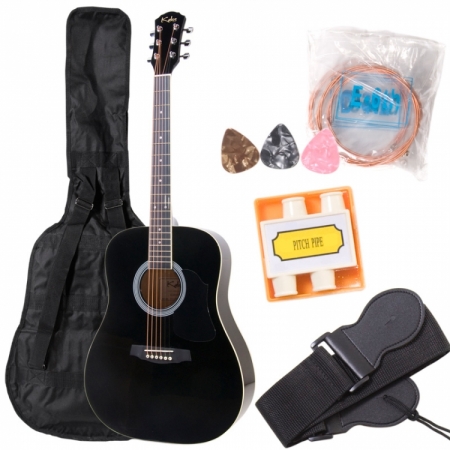 Cecilio DGP41BK Classic Dreadnought Black Guitar Pack