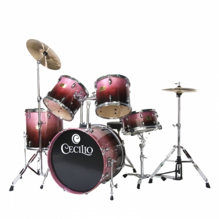 Cecilio DS280BP HighGrade 5Piece Purple Drum Set with Cymbals and Seat
