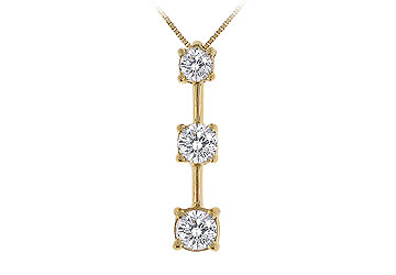 Finejewelryvault Ubpd149d-101 Three Stone Diamond Pendant : 14k Yellow Gold - 1.00 Ct Diamonds