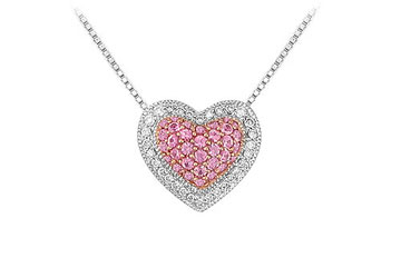 Finejewelryvault Ubmyp064dps-106 Pink Sapphire And Diamond Heart Pendant : 14k White Gold - 0.75 Ct Tgw