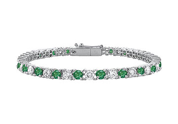 Finejewelryvault Ubbr18wrd131200de-101 Emerald And Diamond Tennis Bracelet : 18k White Gold - 2.00 Ct Tgw