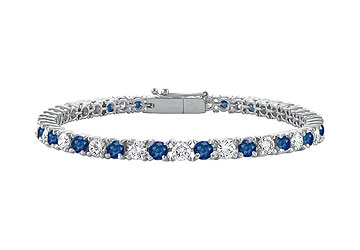 Finejewelryvault Ubbr18wrd131200ds-101 Sapphire And Diamond Tennis Bracelet : 18k White Gold - 2.00 Ct Tgw