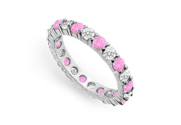 Finejewelryvault Ub14wr200dps22610-101 Pink Sapphire And Diamond Eternity Band : 14k White Gold - 2.00 Ct Tgw - Size: 7