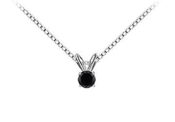Finejewelryvault Ubpd14wh4rd050bd-101 14k White Gold : Round Black Diamond Solitaire Pendant - 0.50 Ct. Tw.